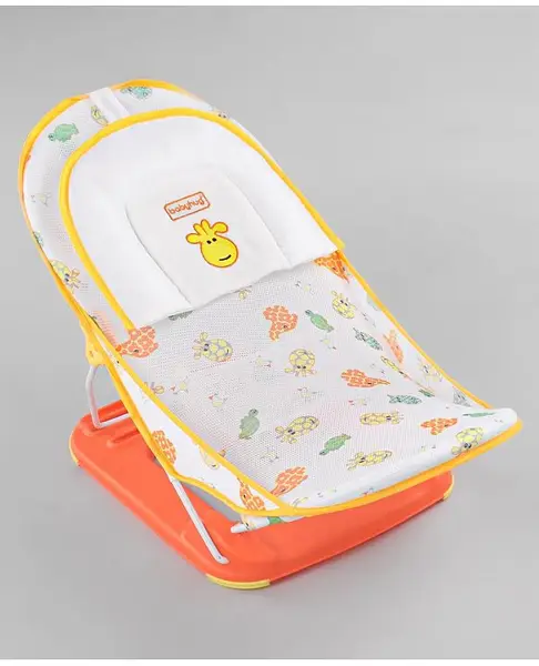 Babyhug Anti Slip Baby Bather Small with Animal Print- Orange
