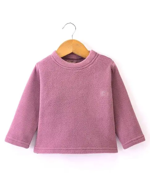 Kanvin Full Sleeves Antipilling Polar Fleece Winter Solid T-Shirt - Onion Pink