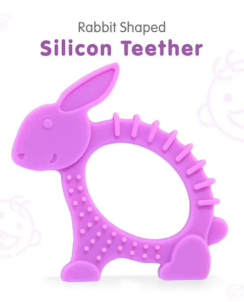 Rabbit  Shaped Silicon Teether -Purple