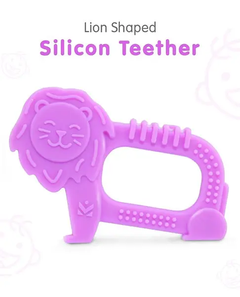 Lion  Shaped Silicon Teether - Purple