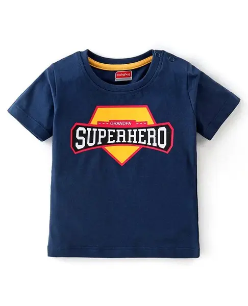 Babyhug 100% Cotton Half Sleeves T-Shirt with Text Graphics - Navy Blue