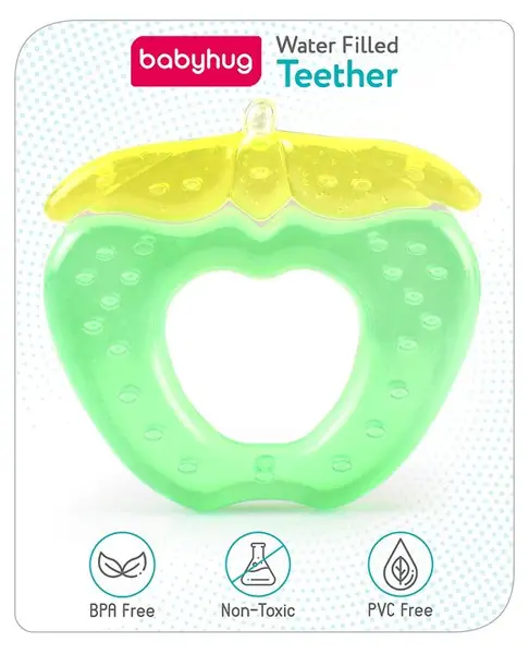 Babyhug Apple Shaped Water Filled Teether-  Yellow and Green