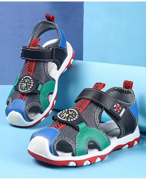 Cute Walk by Babyhug Velcro Closure Sandals Clock Applique - Navy Blue