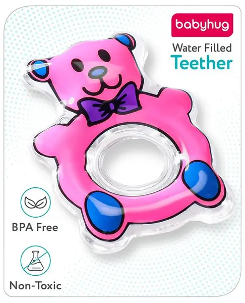 Babyhug Water Filled PVC Teddy Bear Shape Teether- Pink