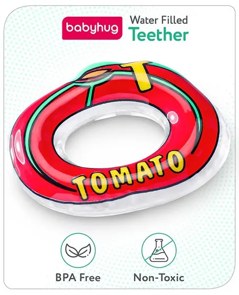 Babyhug Tomato Shaped Water Filled Teether  - Red