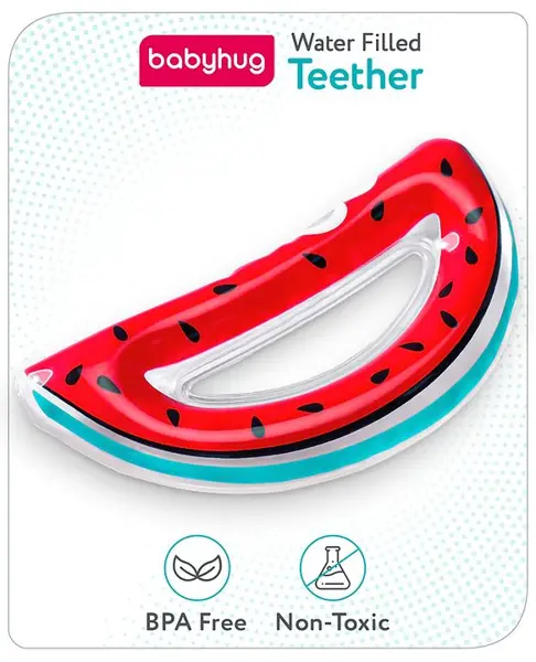 Babyhug Water Filled PVC Water Melon Shape Teether- Red