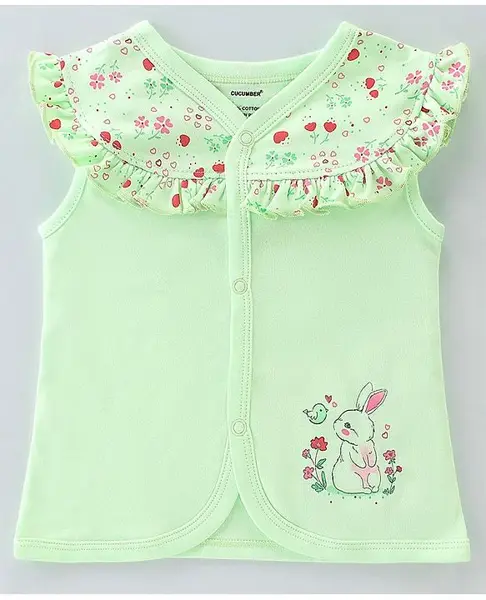 Cucumber Interlock Knit Sleeveless Vest Rainbow Print -  Green