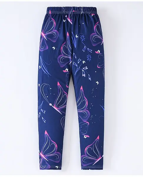 Kookie Kids Full Length Legging Butterfly Print - Navy Blue