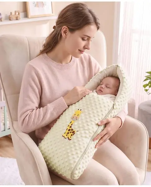 Babyhug Bubble Giraffe Embroidered 3 in 1 Baby Carry Nest Cum Sleeping Bag - Off White