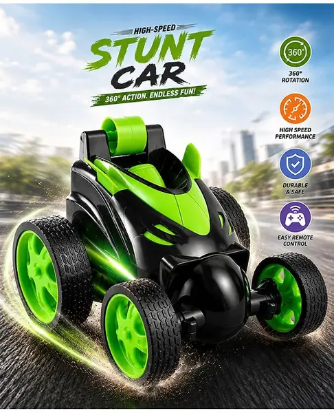 Mini Stunt Remote Control Rechargeabale Car - Green