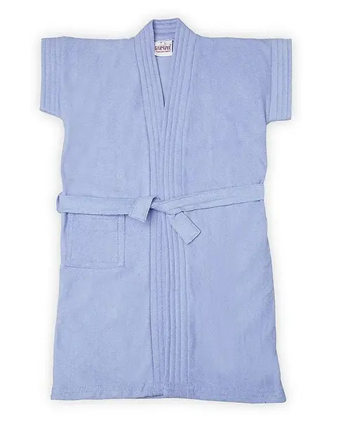 BUMZEE Terry Cotton Half Sleeves Solid Bath Robe - Purple