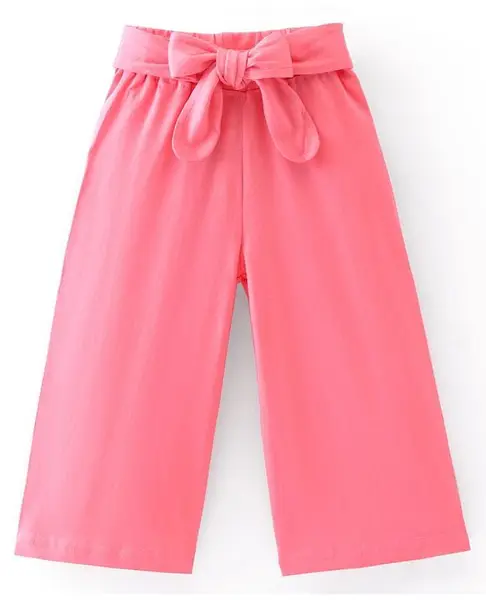 Babyhug Cotton Full Length Palazzo Solid  - Pink