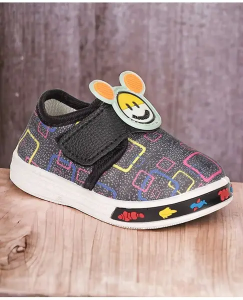 Lil Lollipop Animal Applique & Abstract Printed Musical Booties - Black