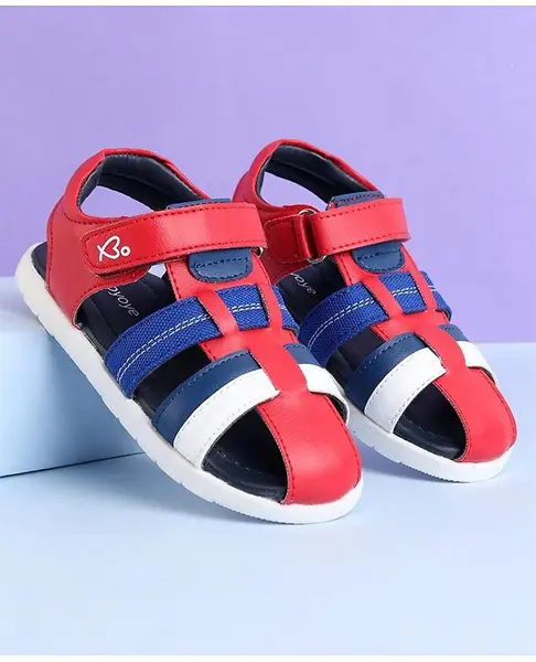 Babyoye Sandals with Velcro Closure - Red & Blue