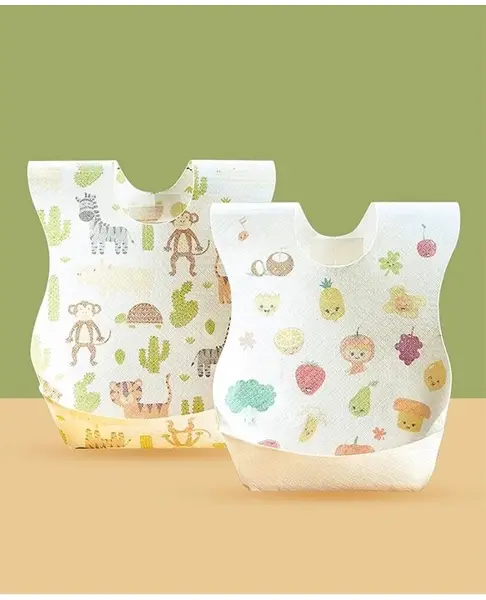 Disposable Bib With Monkey Print Pack of 30 - White