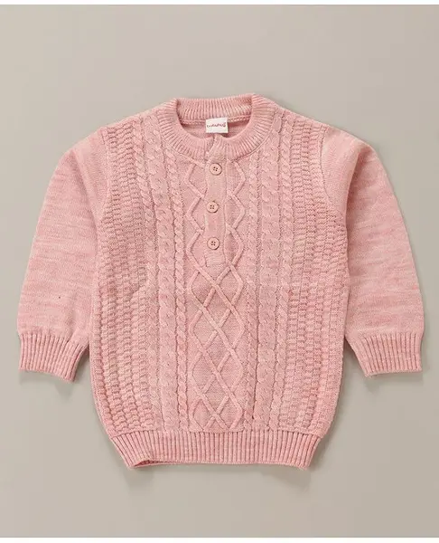 Babyhug Full Sleeves Pullover Sweater Cable Knit Design - Pink