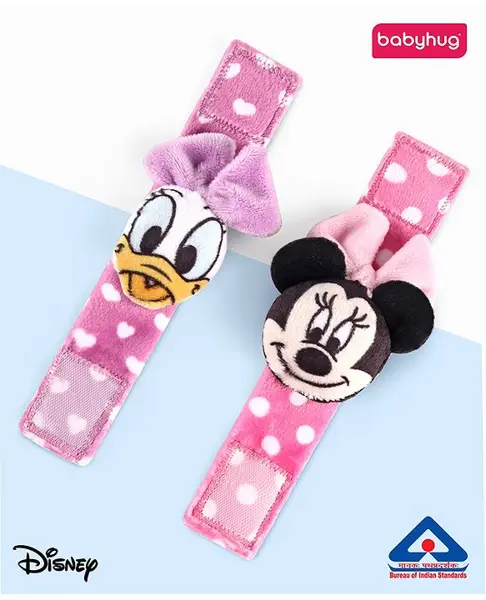 Babyhug Disney Minnie and Daisy  Wrist Rattles Pack of 2 - Multicolor