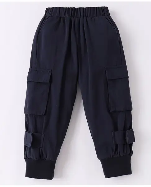 Kookie Kids Full Length Solid Colour Trouser Pant-Navy Blue