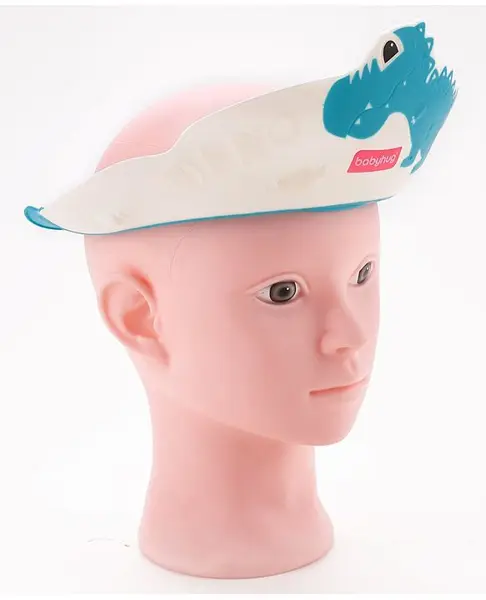 Babyhug Adjustable Shower Caps with Buckle  & Dino Print - Blue