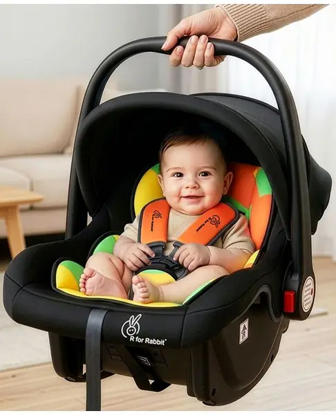 R for Rabbit Picaboo Baby Carry Cot  4 in 1 Multi Purpose Kids Carry Cot  Infant Car Seat  Rocker for Infant Babies of 0 to 15 Months & Weight Capacity Upto 13 Kgs (Colorful)