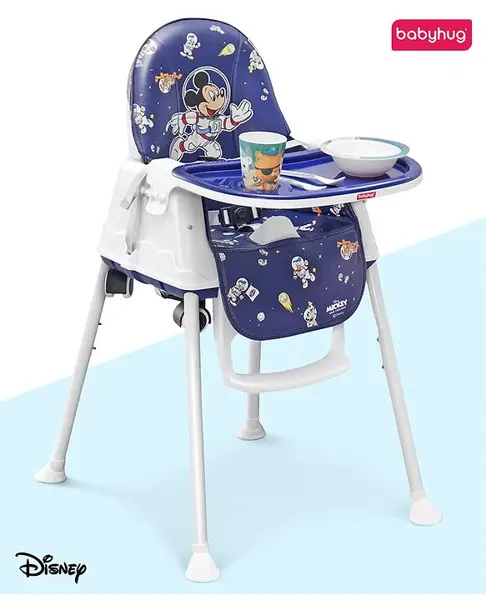 Babyhug Disney Mickey & Friends Space Theme 3 in 1 Comfy High Chair - Blue
