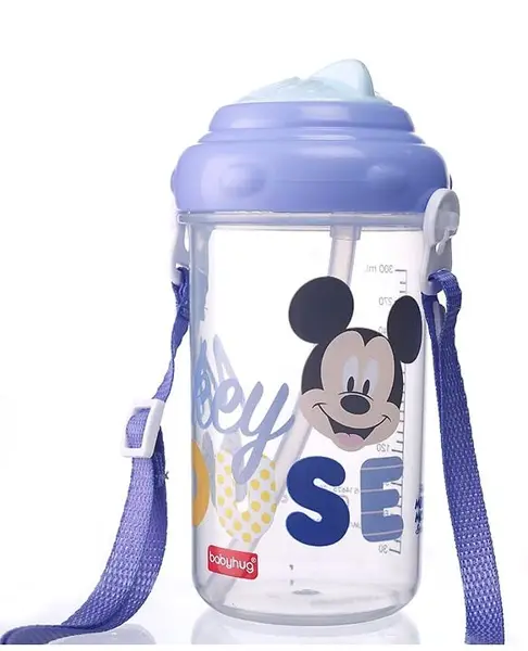 Babyhug Disney Straw Sipper with Strap & Mickey Mouse Print - 360 ml