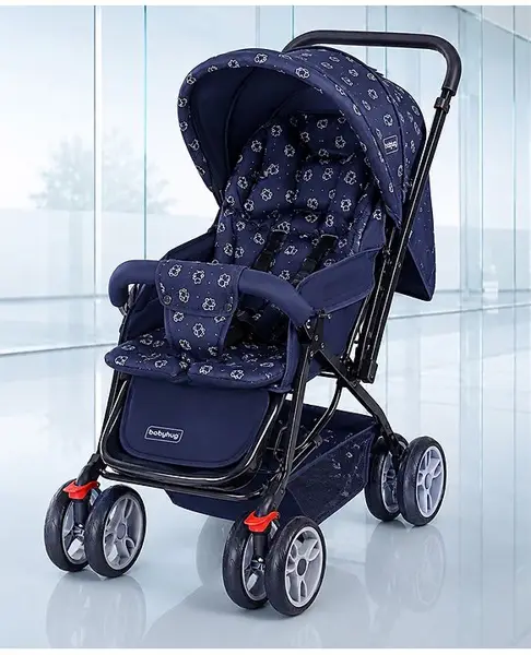 Babyhug Comfy Ride Stroller With Reversible Handle - Dark Blue