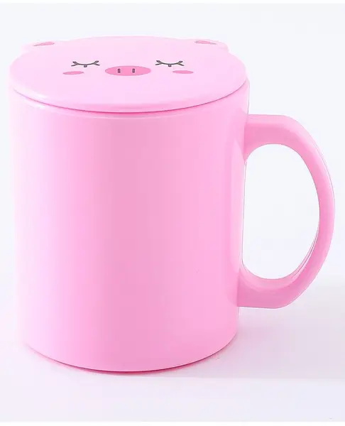 Pig Shaped Mug with Lid Pink - 250 ml
