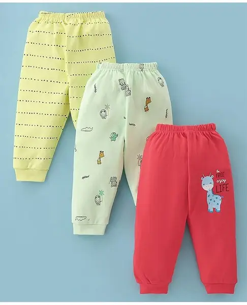 Mini Donuts 100% Cotton Interlock Knit Full Length Lounge Pants Animal Print Pack of 3 - Multicolour
