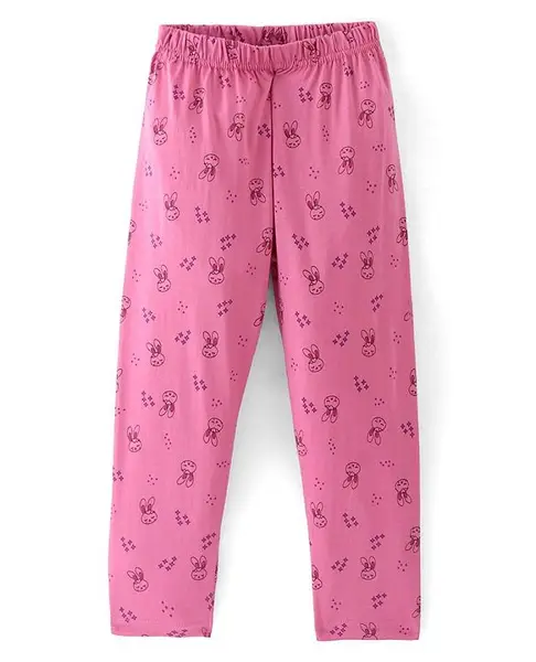 Tango Single Jersey Knit Full Length Lounge Pant with Bunny Print - Pink