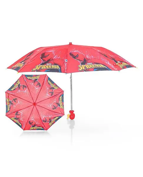 Johns Umbrella  Spiderman Print 2 Fold Straight Umbrella with  Whistle - Multicolor