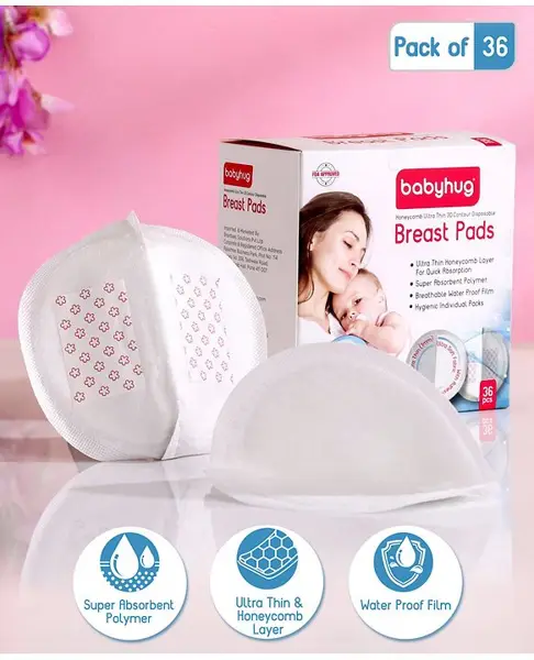 Babyhug 3D Contoured Disposable Breast Pads - Pack of 36 (Product Packaging May Vary)