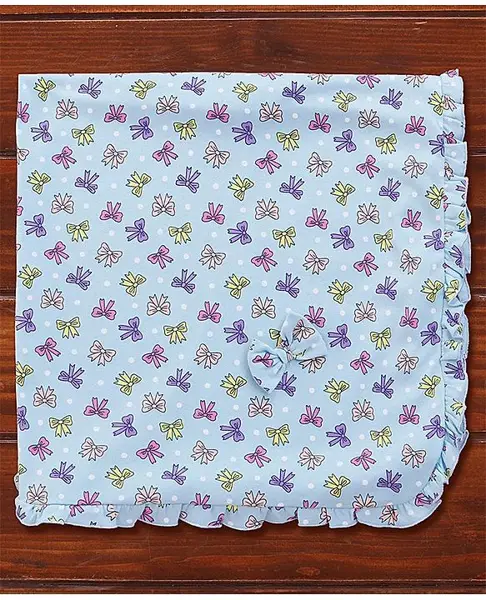 CUCUMBER Interlock Knit Towel  Bow Applique  L 79 x B 78 cm - Blue