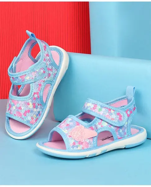 Cute Walk by Babyhug Velcro Closure Musical Sandal with Ice Cream Applique - Blue