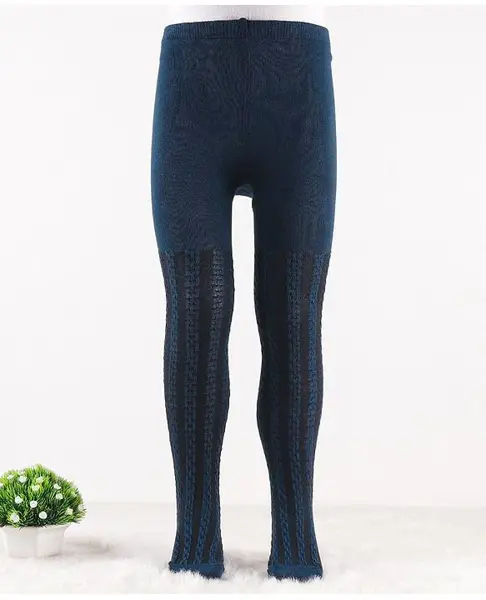 Cute Walk by Babyhug Knit Antibacterial Footed Tights Cable Knit Design - Navy Blue