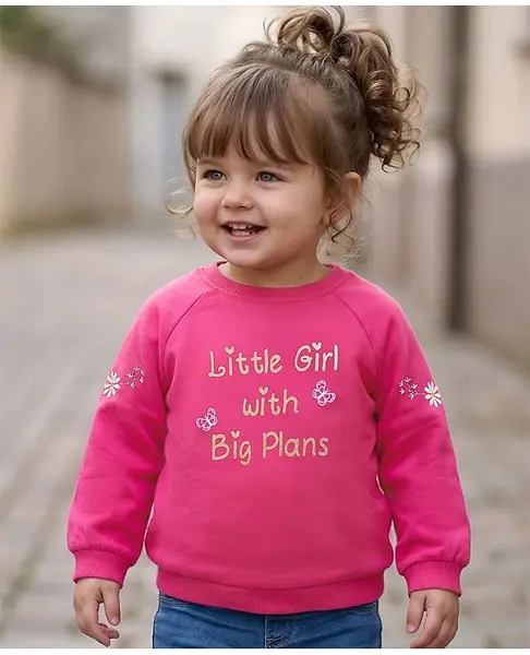 Babyoye eco conscious  100% Cotton Woven Full Sleeves T-Shirt With Text Print - Dark Pink