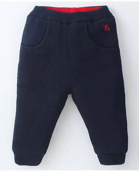 Yellow Apple Knit Full Length Solid Lounge Pant - Navy Blue