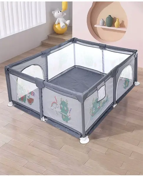 Dino Printed Playpen - Grey