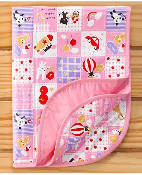 Baby Diaper Changing Waterproof Mat Sunny Day Print With PVC Material -Pink
