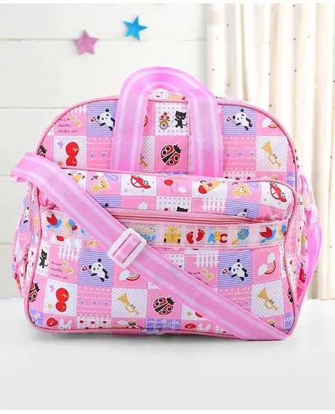 Diaper Bag Multipurpose Sunny Day Print With PVC Material-Pink