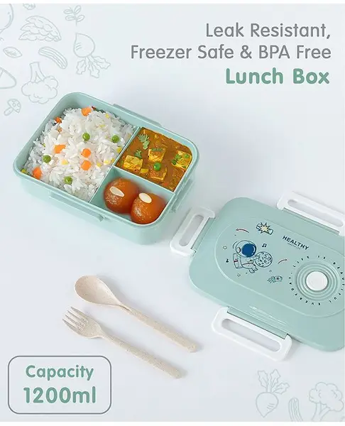 Freezer & Leak Proof Lunch Box with Space Theme Print - Mint