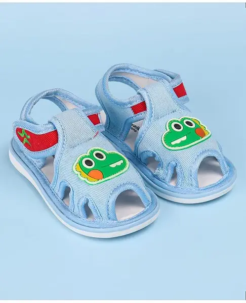 Cute Walk by Babyhug Velcro Closure Sandals with Dino Applique - Light Blue