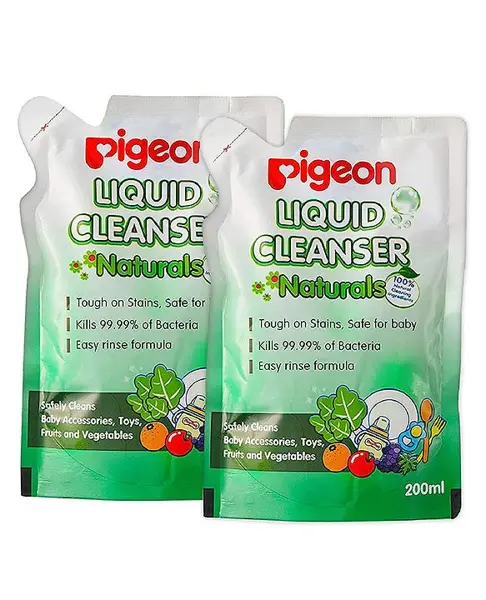Pigeon Feeding Bottle Accessories & Vegetables Liquid Cleanser Naturals Refill Pack  of 2-200 ml each