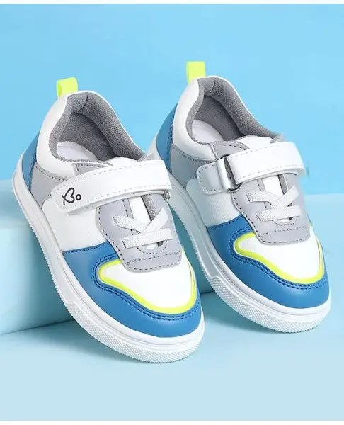 Babyoye Velcro Closure Casual Shoes  - White & Blue