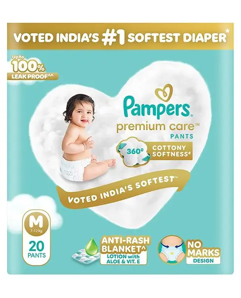 Pampers Premium Care Pants Baby Diapers (M) Size - 20 Pieces