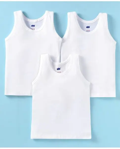 Simply Sinker Knit Sleeveless Solid Colour Vests Pack of 3 - White