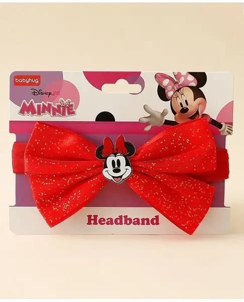 Babyhug Disney Headband With Minnie Mouse Bow Applique Free Size - Red