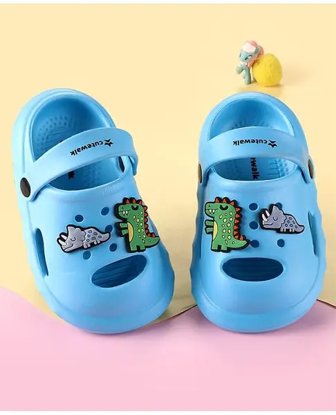 Cute Walk by Babyhug Backstrap Clogs  with Animal Applique - Blue