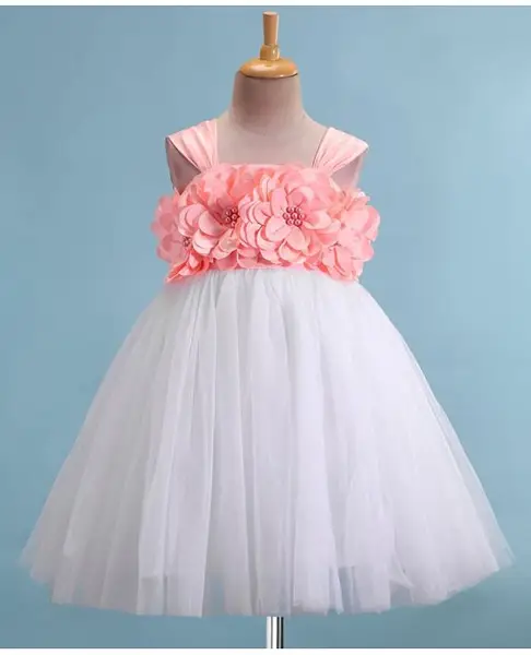 Enfance Sleeveless Floral Applique Detailed Dress - Peach