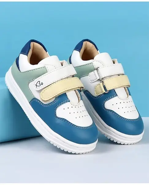 Babyoye Velcro Closure Colour Block Casual Shoes - Blue & White